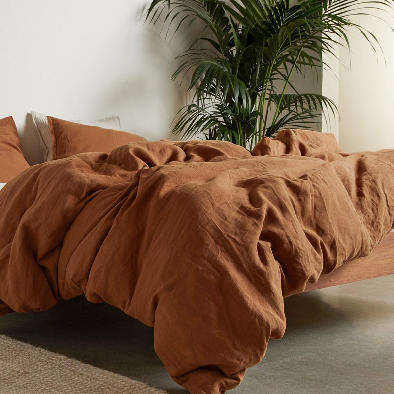 Custom Color 100% French Linen Bedding Set Pure Flax Linen Quilt Cover Stone Washed Bed Sheet for Home Hotel Cool Fabric Feature