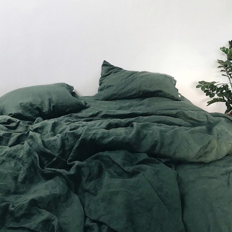 Custom Color 100% French Linen Bedding Set Pure Flax Linen Quilt Cover Stone Washed Bed Sheet for Home Hotel Cool Fabric Feature