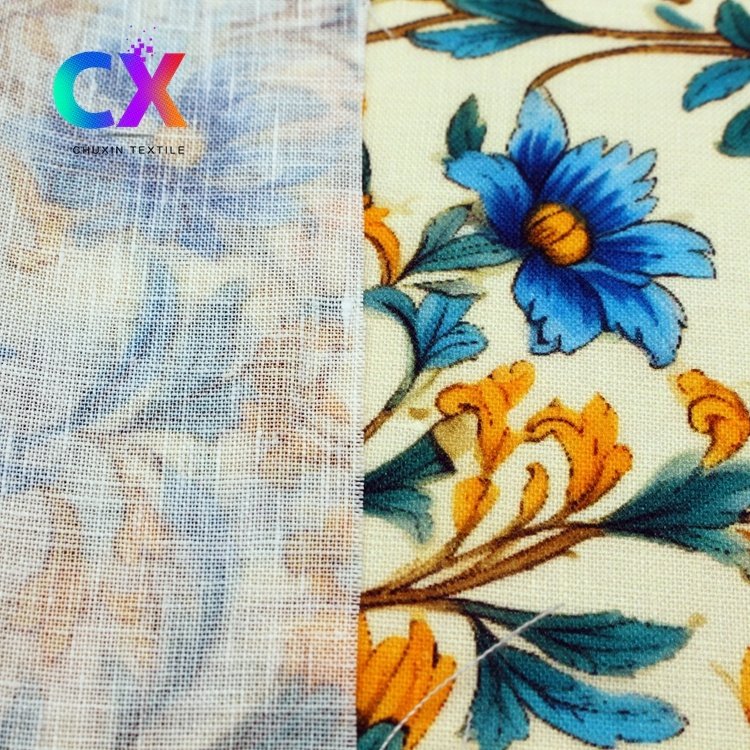Wholesale custom design floral breathable 145gsm woven digital printing 100% linen plain fabrics for dresses