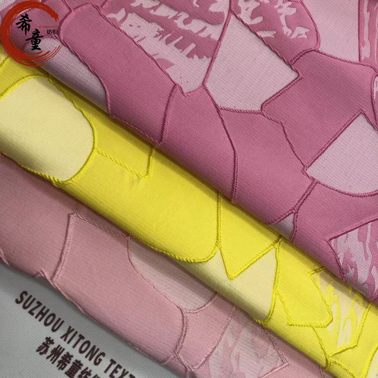 3D flower yarn dyed brocade jacquard fabrics for women and child's for dress polyester fabric chiffon dress