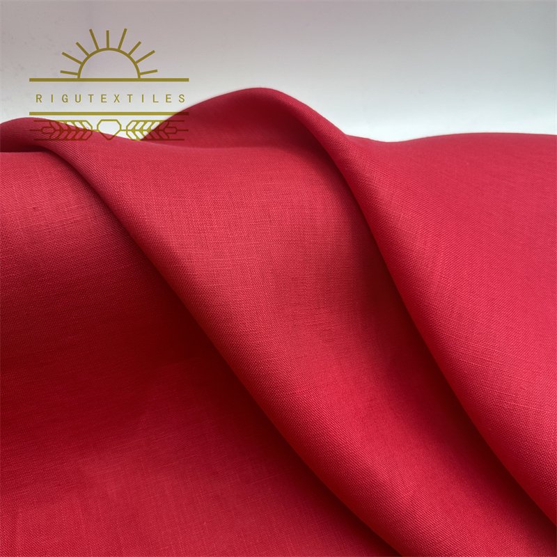 RIGU Textiles Soft stone washed plain solid dyed Enzyme wash 100% linen fabric for suit