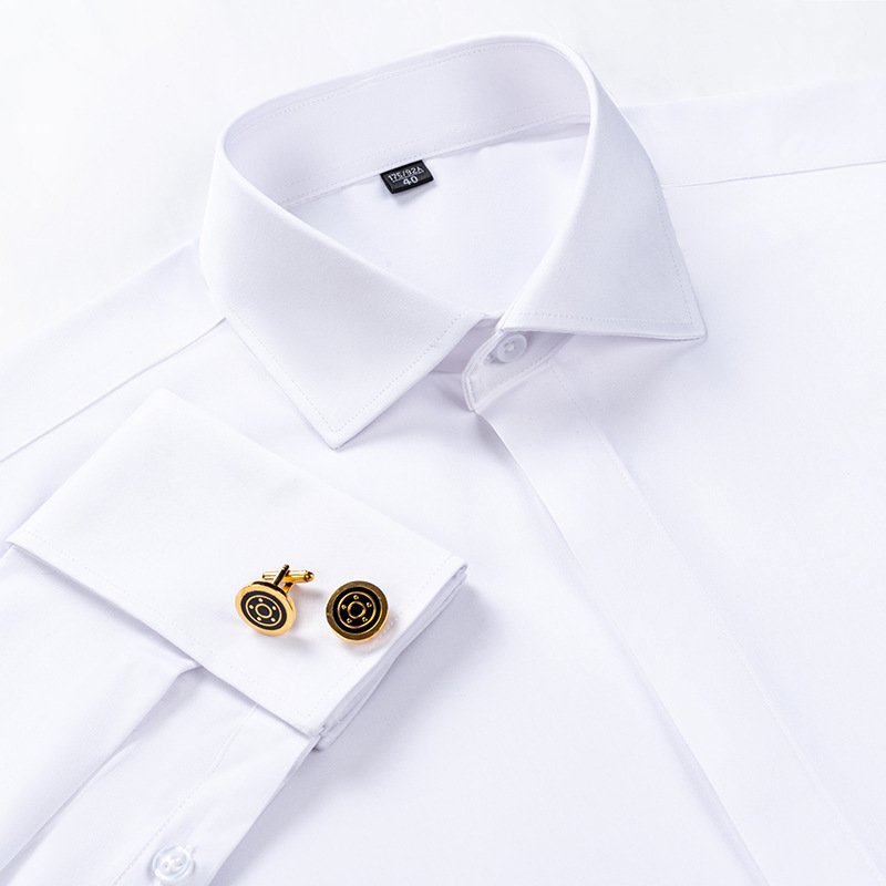 Men's Fashion Solid Color Long-sleeved French Button Dress Shirt Bamboo Fiber Business Shirts Accept Custom Logo