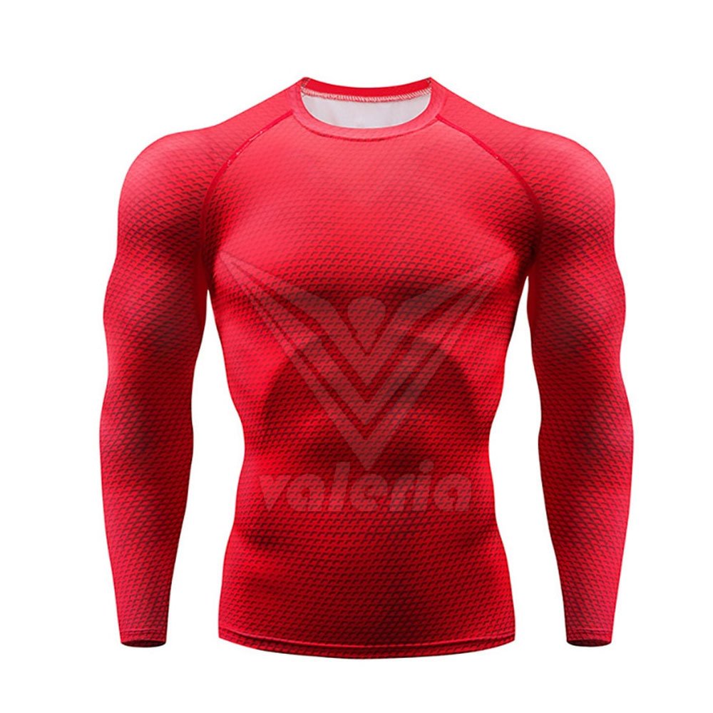 New Fashion Custom Men's Compression Shirts High Stretch Lightweight Breathable Long Knitted Fabric with Print Pattern