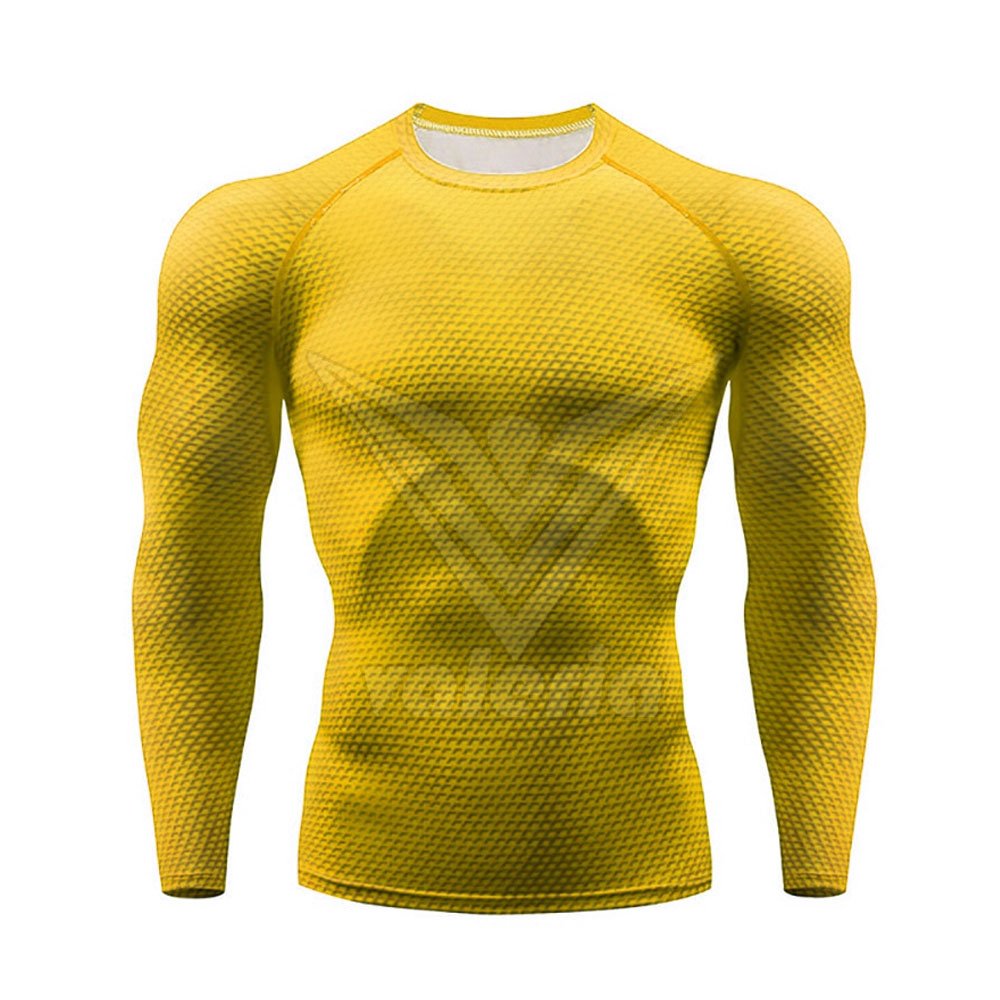 New Fashion Custom Men's Compression Shirts High Stretch Lightweight Breathable Long Knitted Fabric with Print Pattern