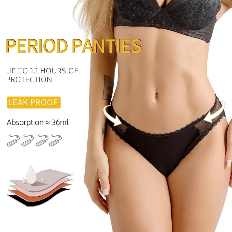 Factory Sale Lace Sexy Women Menstrual Panties Bragas Culotte Menstruelle Absorbent For Girls Female Period Underwears