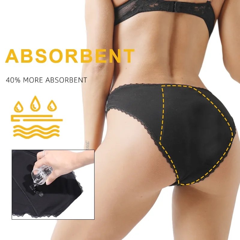 Factory Sale Lace Sexy Women Menstrual Panties Bragas Culotte Menstruelle Absorbent For Girls Female Period Underwears