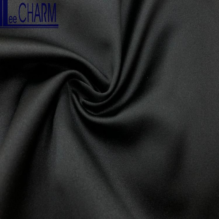 WP12080 100 Polyester 150gsm Wholesale Cheap Semi-Dull Black Satin Dress Fabric