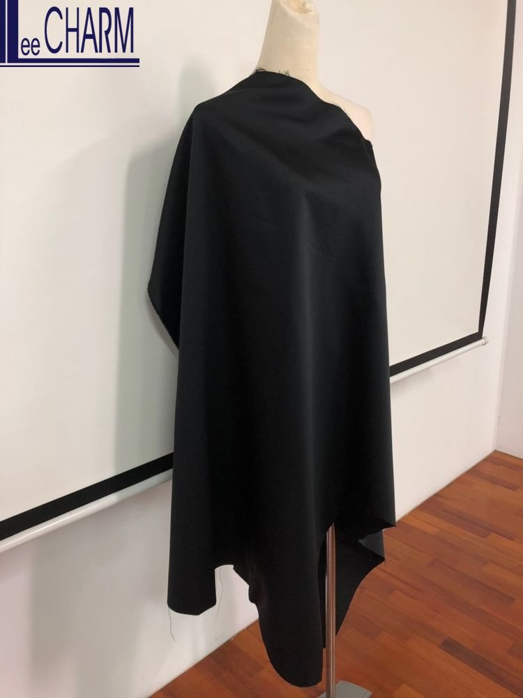 WP12080 100 Polyester 150gsm Wholesale Cheap Semi-Dull Black Satin Dress Fabric