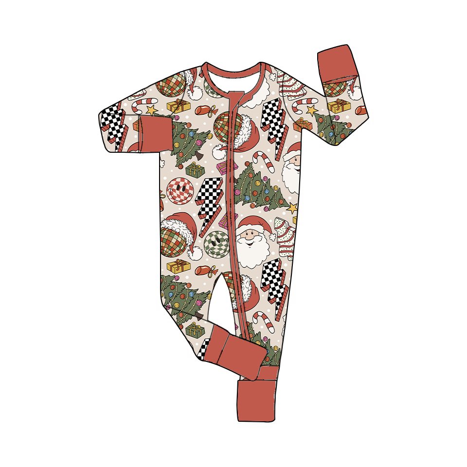 ODM Christmas fashion custom infant toddler girls bamboo cake zippy baby winter romper