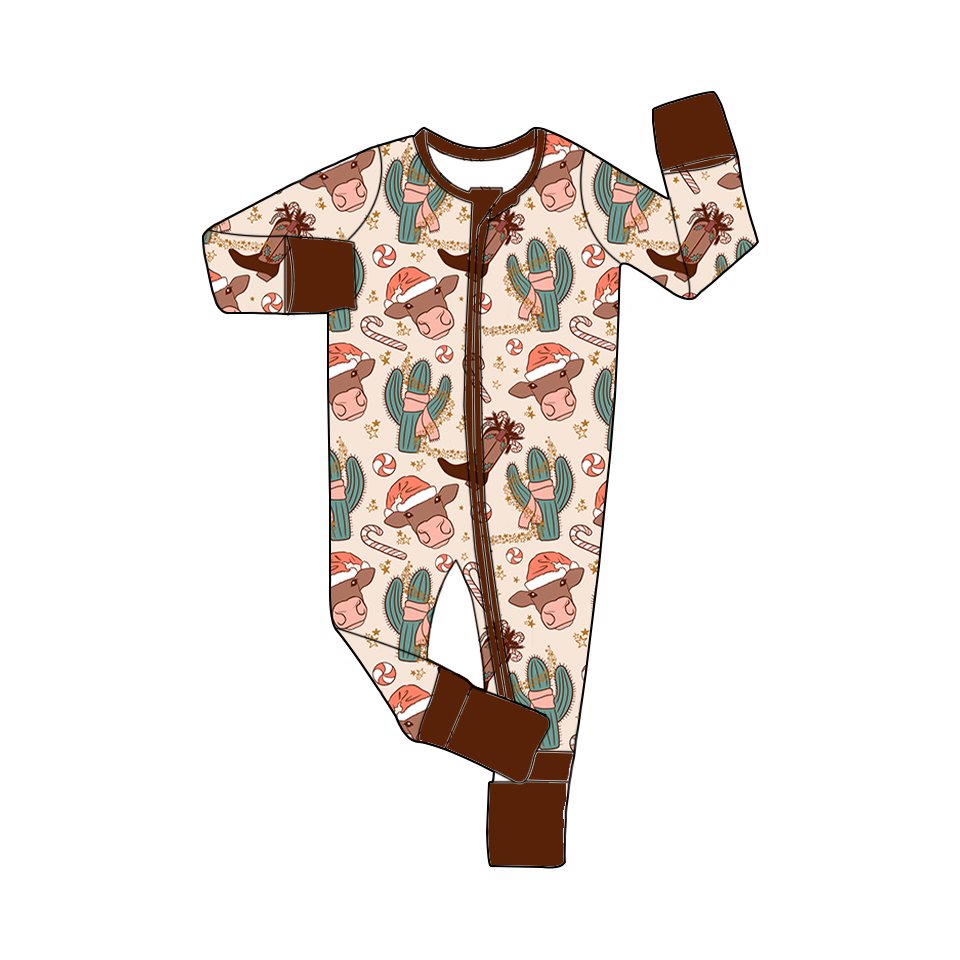 ODM Christmas fashion custom infant toddler girls bamboo cake zippy baby winter romper