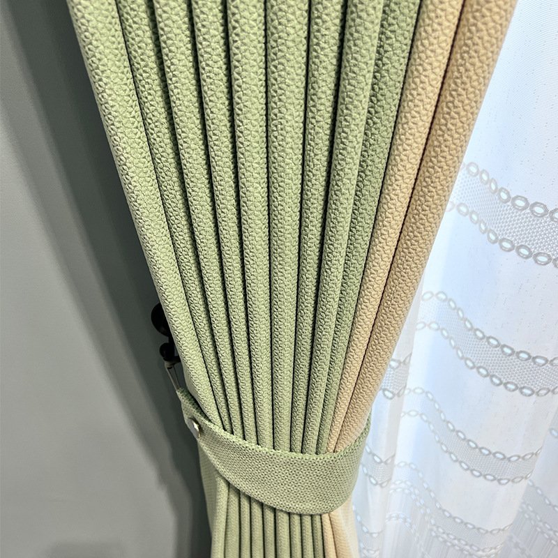 Matcha Green Curtain,Japanese Living Room Nordic Simple Shading Cotton And Linen Bedroom Curtain