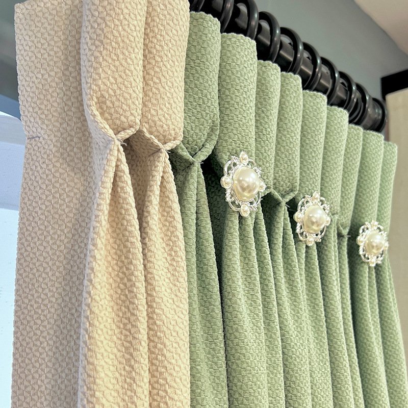 Matcha Green Curtain,Japanese Living Room Nordic Simple Shading Cotton And Linen Bedroom Curtain