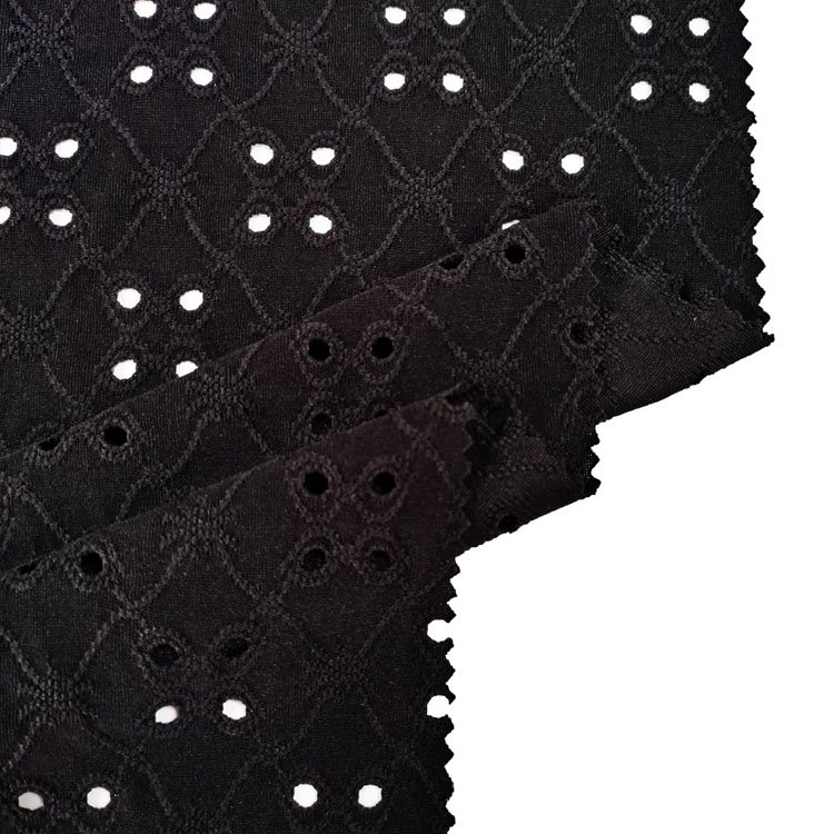 OEM/ODM polyester spandex hole sweater stretch jacquard fabric knitting for women garment