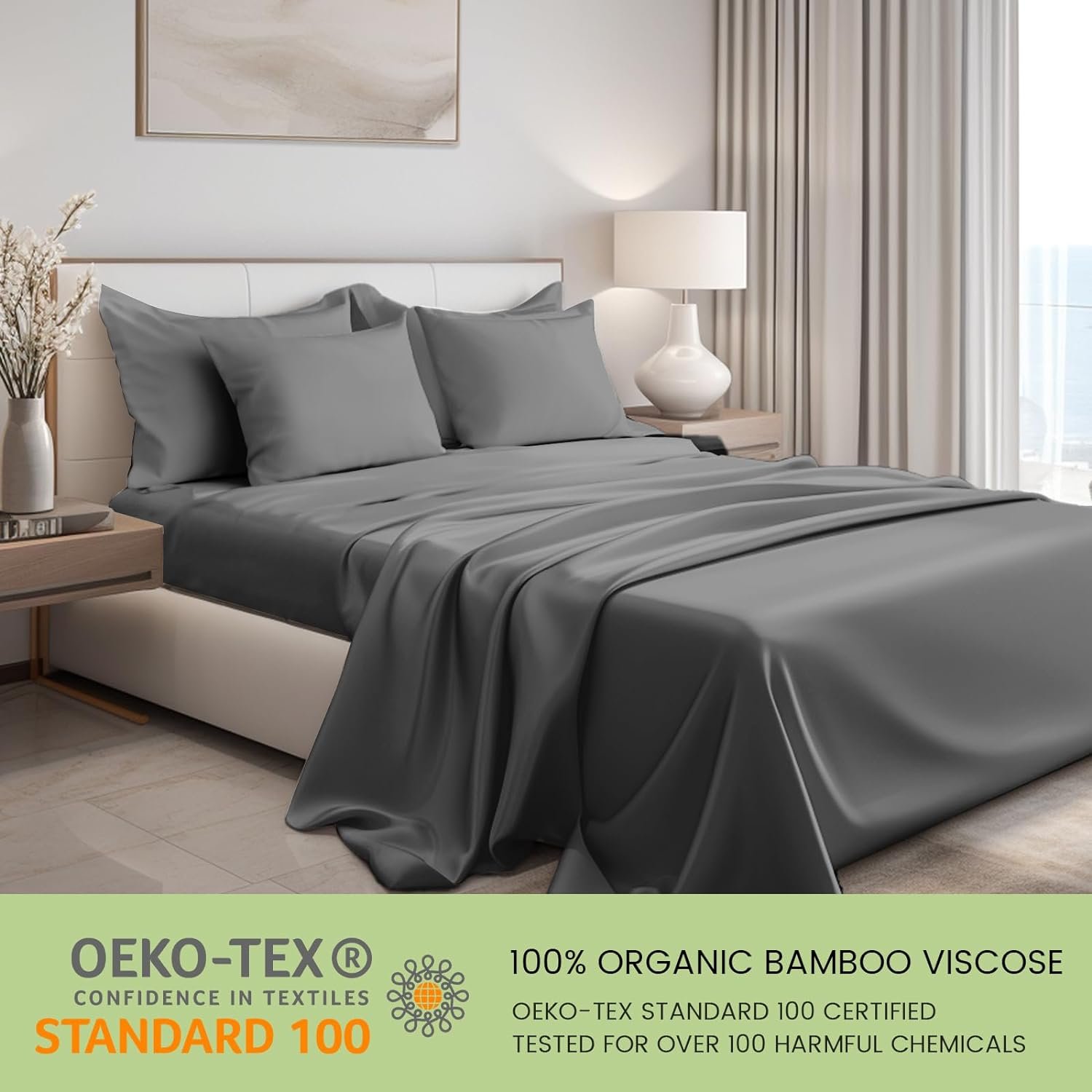 Cloudland High-Quality 100% Organic Bamboo Bed Sheets Bamboo Flat Sheet King Size Bamboo Sheets