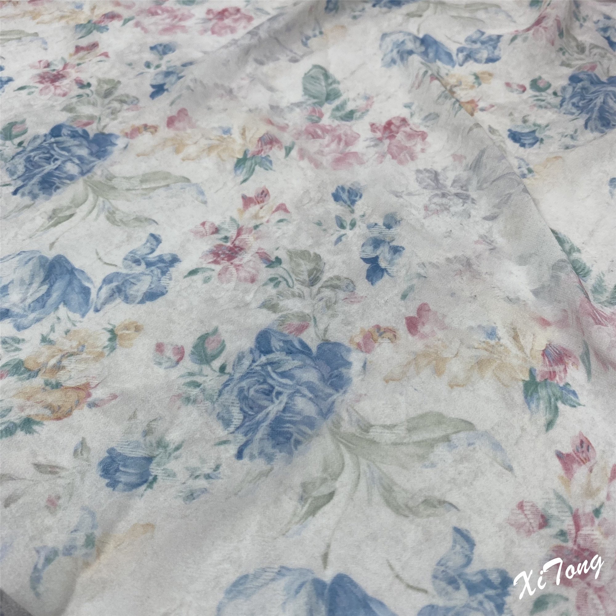 2022 printed fabric polyester Chiffon Pearl Fabric Digital Print chiffon fabric flower printing material Dress making