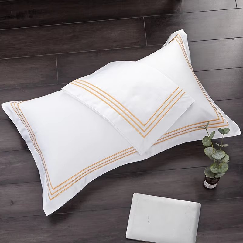 1Set Luxury 100_ Egypt Cotton Gray 5 Stars Hotel Bedding Set Pure Cotton Satin Strip Bed Line Duvet Cover Sheet 3_4pcs