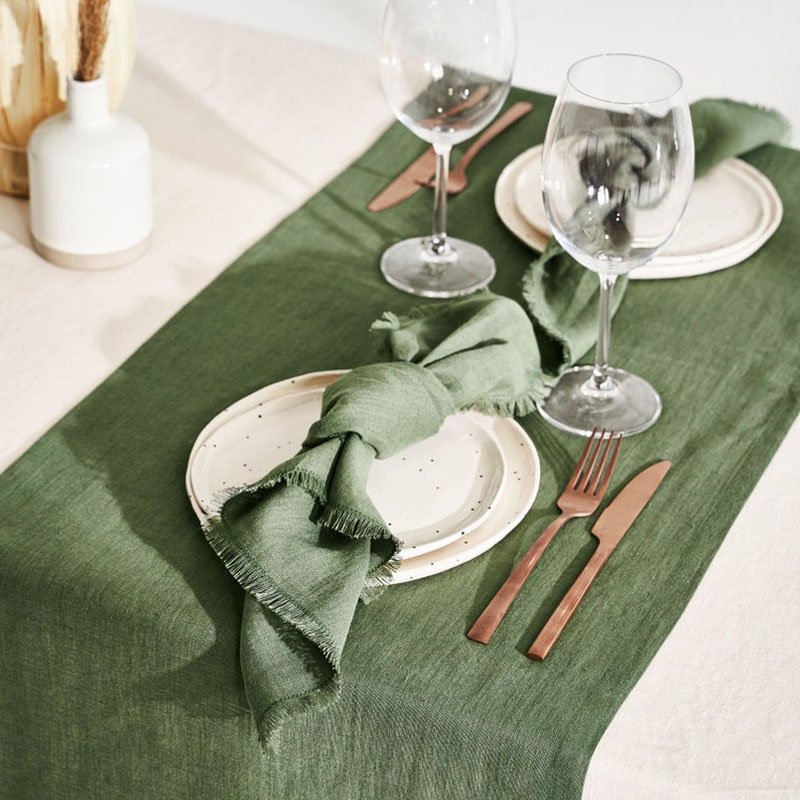 Custom size Eco friendly Elegant Square 100% pure Linen Flax fabric Wedding Frayed Napkin Table Cloth WIth Fringe