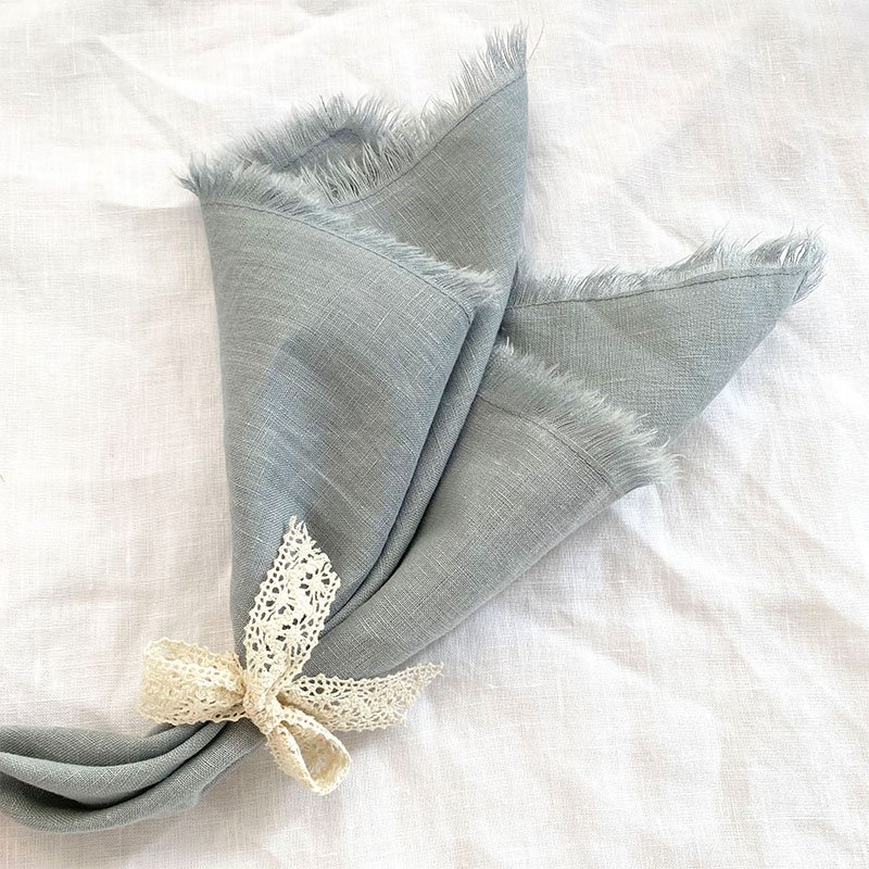 Custom size Eco friendly Elegant Square 100% pure Linen Flax fabric Wedding Frayed Napkin Table Cloth WIth Fringe