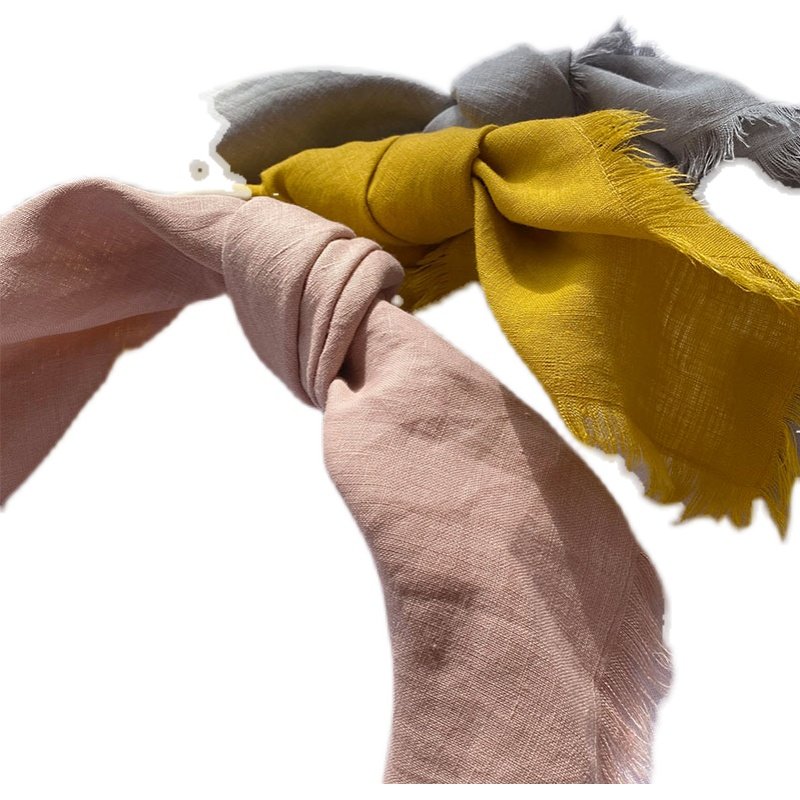 Custom size Eco friendly Elegant Square 100% pure Linen Flax fabric Wedding Frayed Napkin Table Cloth WIth Fringe
