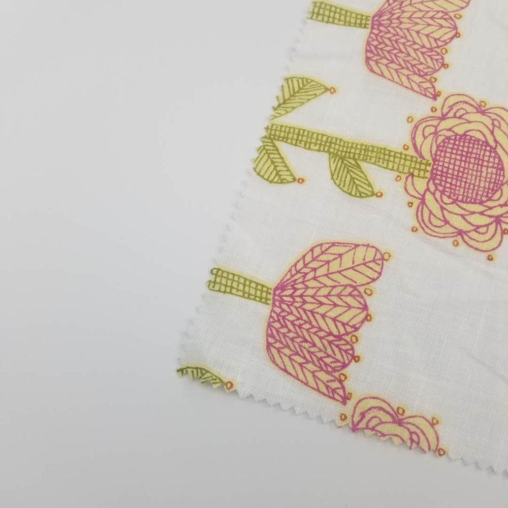 Rotary Screen Print 100% Linen Plain Weave Casual Fabric for Boys and Girls Garments