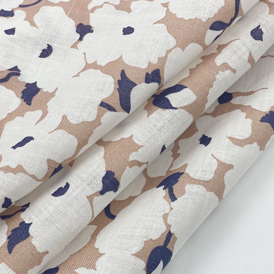 Wholesale custom summer forest blooms flowers nishat block digital printed linen lawn fabric