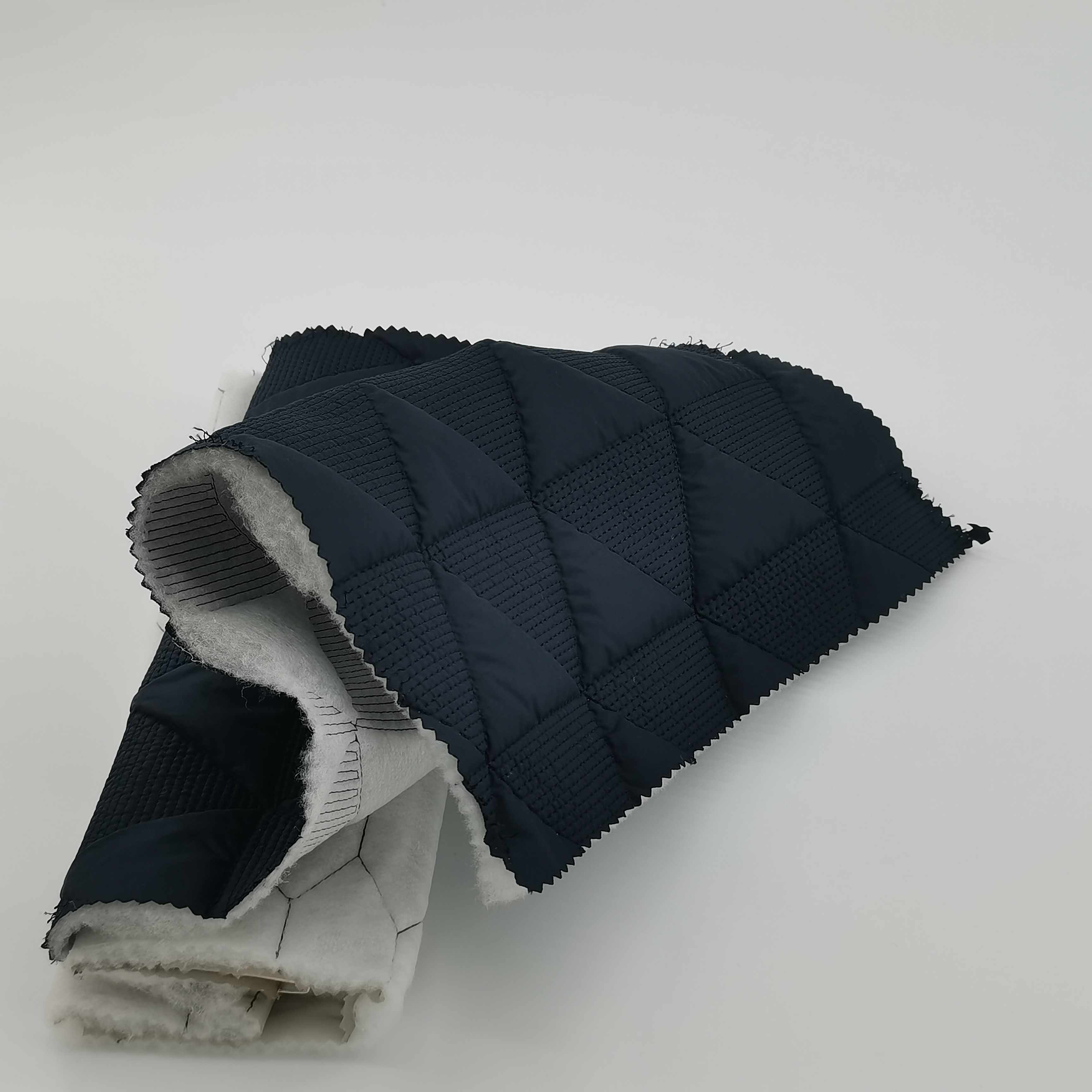 Factory new design navy padded quilted fabric for winter coat