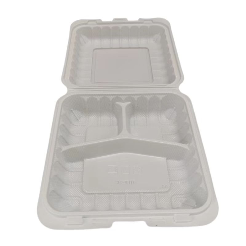 restaurant to go supplies carryout mfpp biodegradable mineral filled clamshell disposable hinged food container