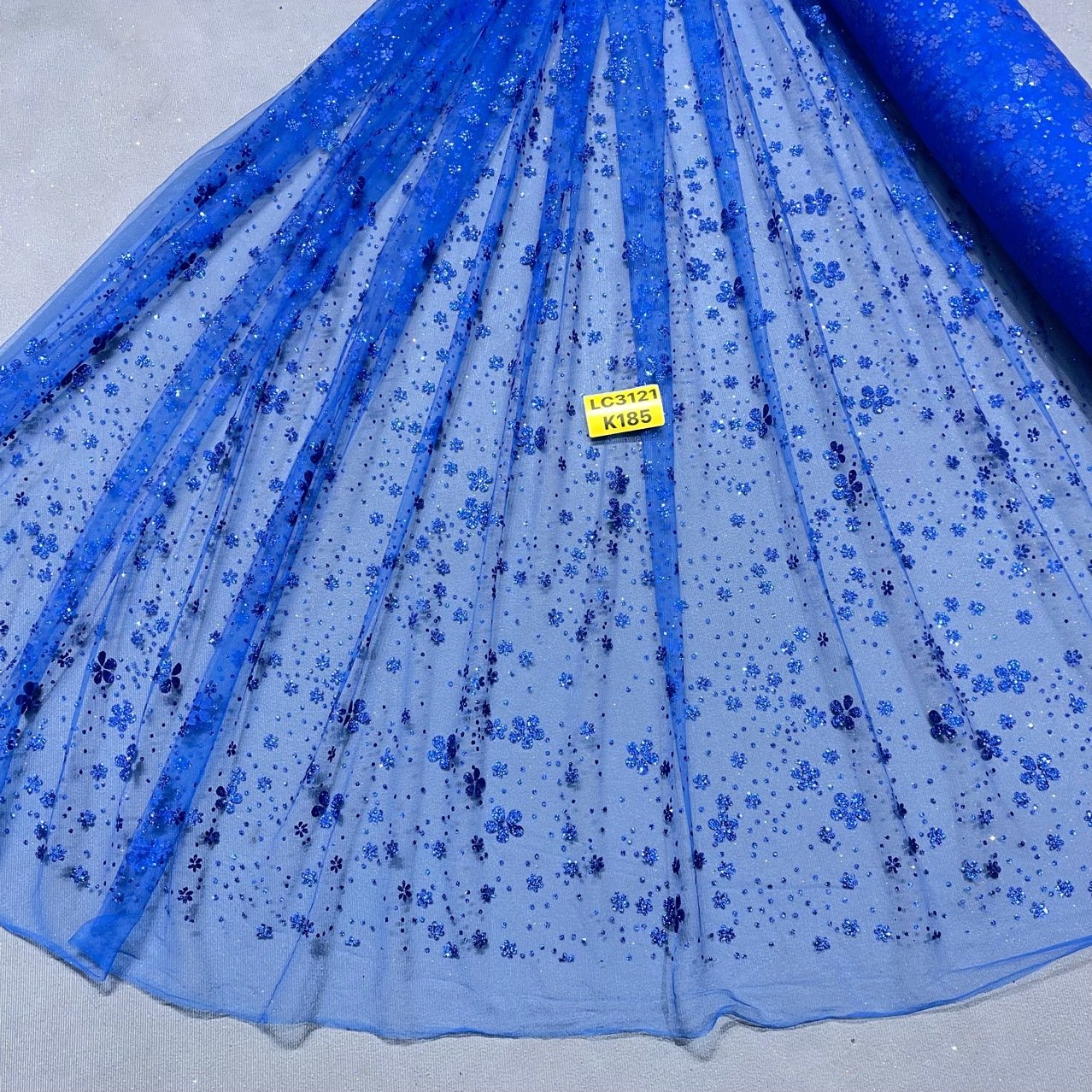 100% Polyester Bridal Fabric Glitter Printed Polyester Mesh Glitter Tulle Fabric For Evening Party Dancewear Evening Dress