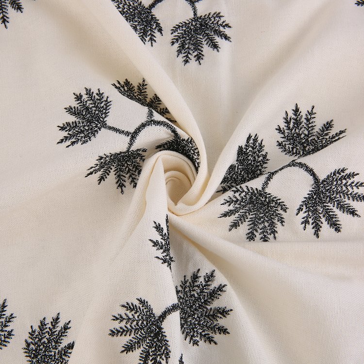 HA-17469 2024 New Fashion Soft Base 70% Viscose 30% Linen Yarn 100%P Embroidery Fabrics For Garment