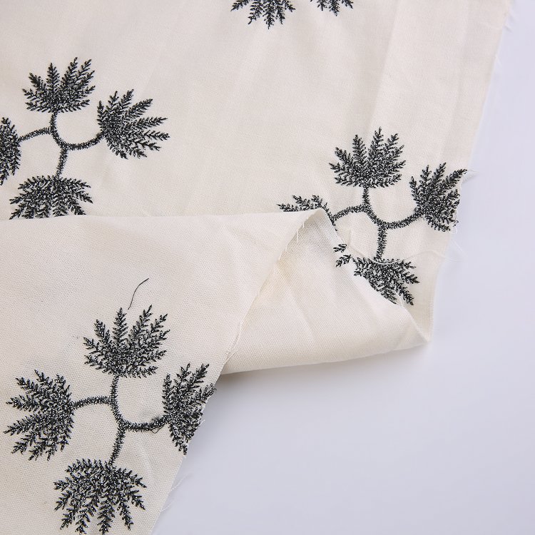HA-17469 2024 New Fashion Soft Base 70% Viscose 30% Linen Yarn 100%P Embroidery Fabrics For Garment