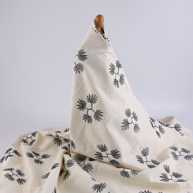 HA-17469 2024 New Fashion Soft Base 70% Viscose 30% Linen Yarn 100%P Embroidery Fabrics For Garment
