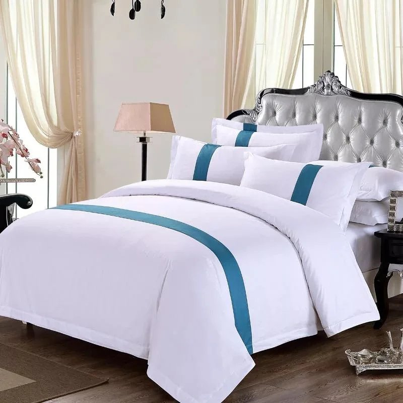 Wholesale 5 Star Egyptian 100% Cotton King Satin Hotel Quilt Cover Bed Linen Sheet Bedding Set