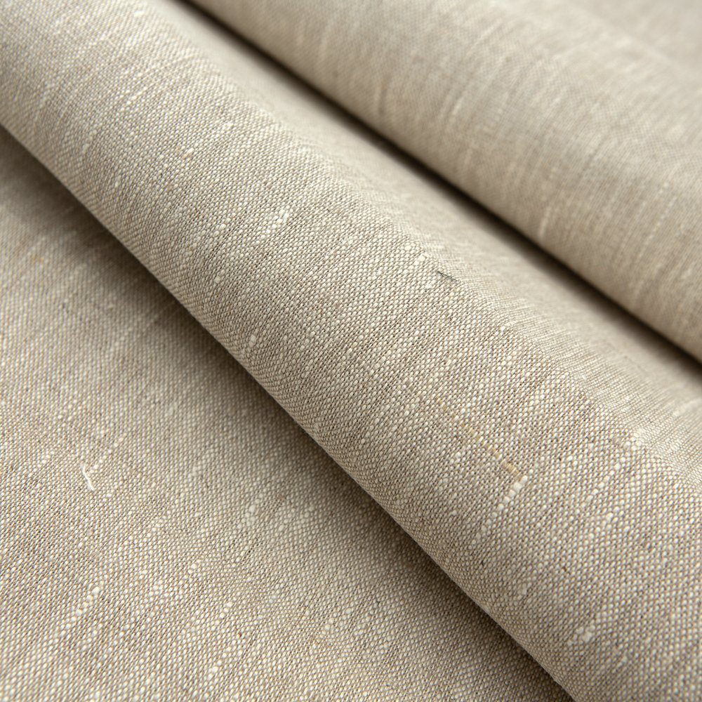 Wholesale 245 GSM 100% Linen Woven Natural Fabric Roll High Quality Breathable Not Softened Printed Pattern Shirt Dress Home Use