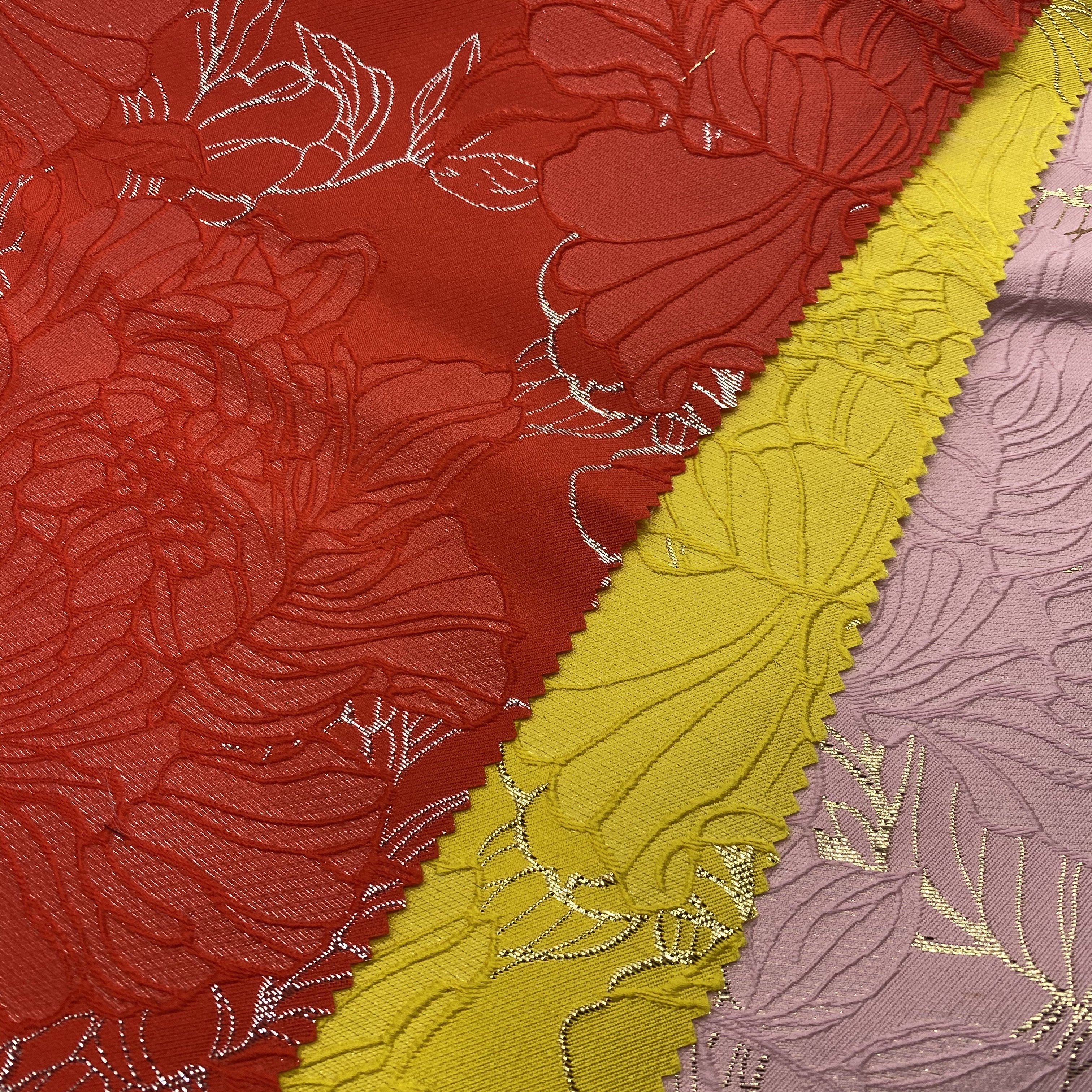 TEXTILES SUPPLIER 100%POLYESTER FABRIC DESIGNER FABRIC Woven Jacquard brocade fabric for dress garment 3D pattern jacquard