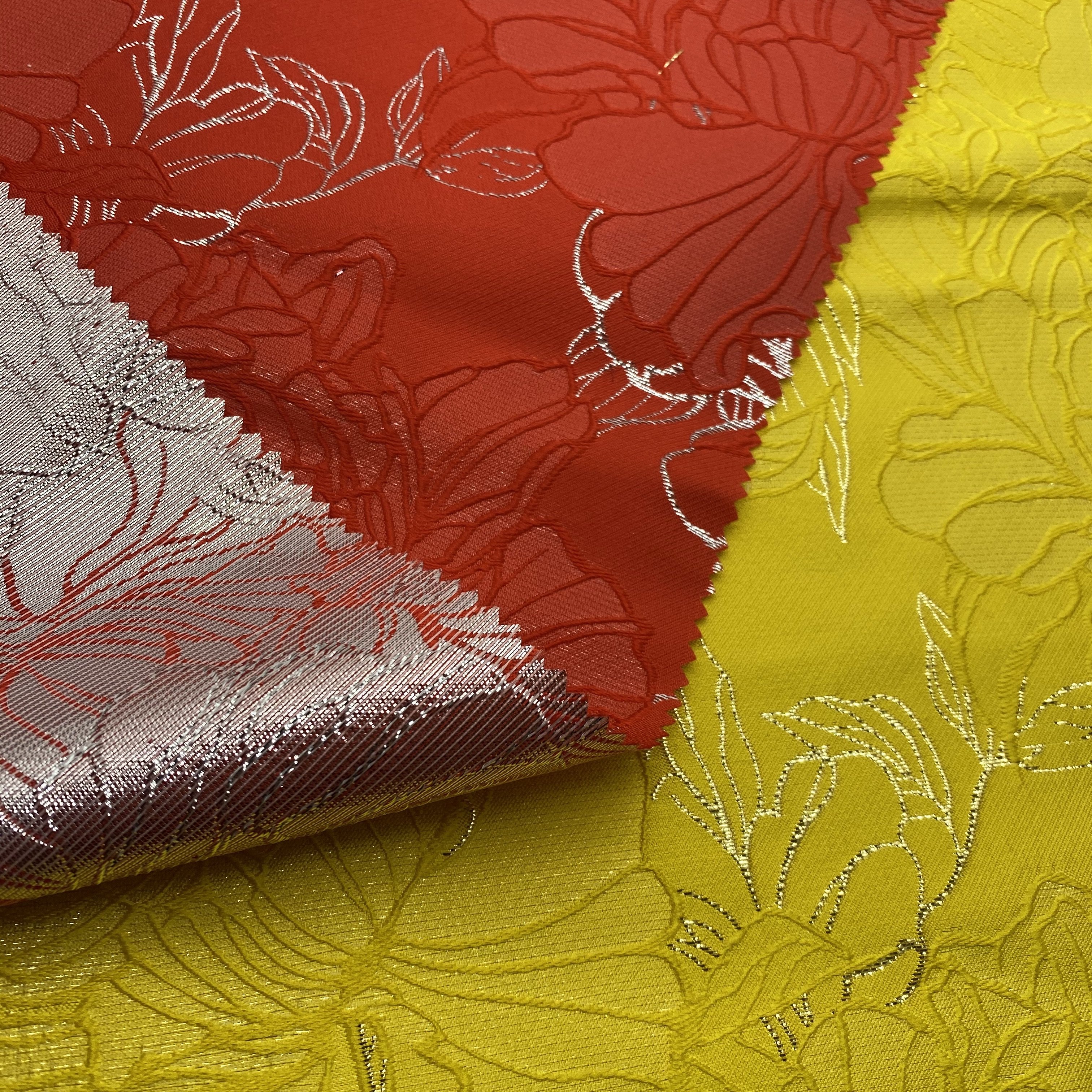 TEXTILES SUPPLIER 100%POLYESTER FABRIC DESIGNER FABRIC Woven Jacquard brocade fabric for dress garment 3D pattern jacquard