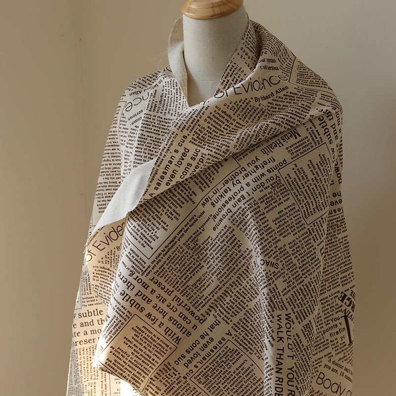 Vintage Newspaper Printed Cotton Linen Fabric Pure Cotton Yarn Card Wholesale Clothing Home Photo Decorative Cloth
