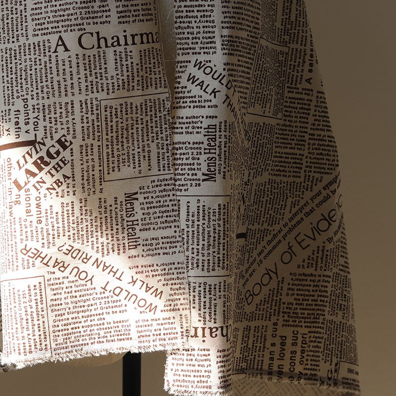 Vintage Newspaper Printed Cotton Linen Fabric Pure Cotton Yarn Card Wholesale Clothing Home Photo Decorative Cloth