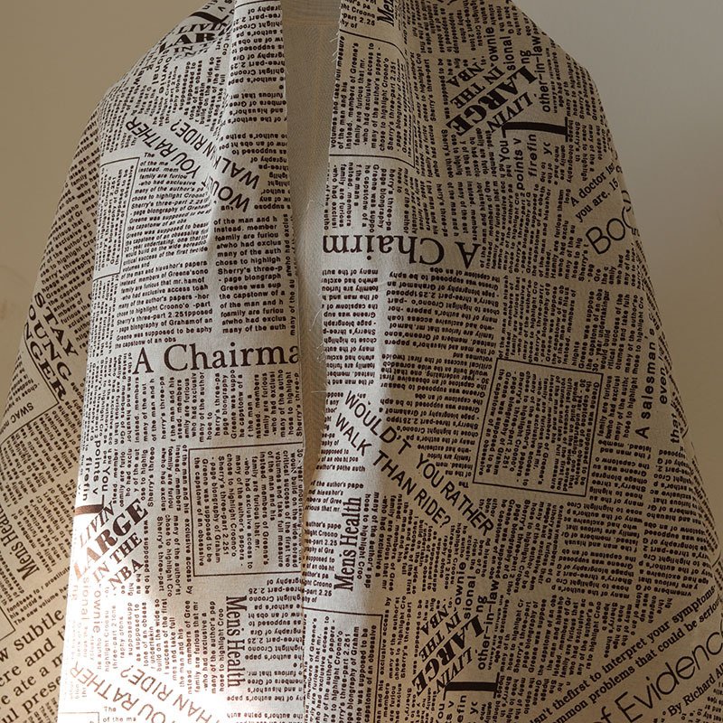 Vintage Newspaper Printed Cotton Linen Fabric Pure Cotton Yarn Card Wholesale Clothing Home Photo Decorative Cloth