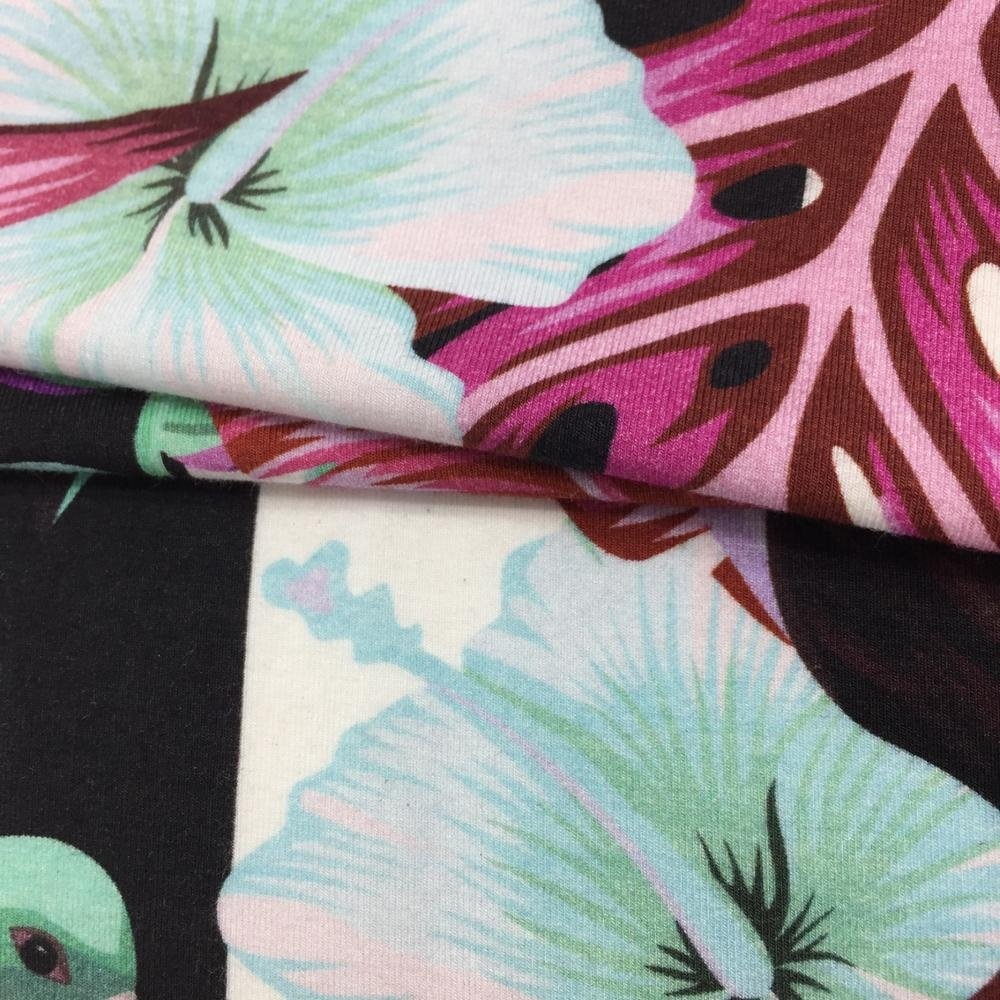 Custom printed bamboo spandex fabric single jersey fabric for underwear and baby clothes