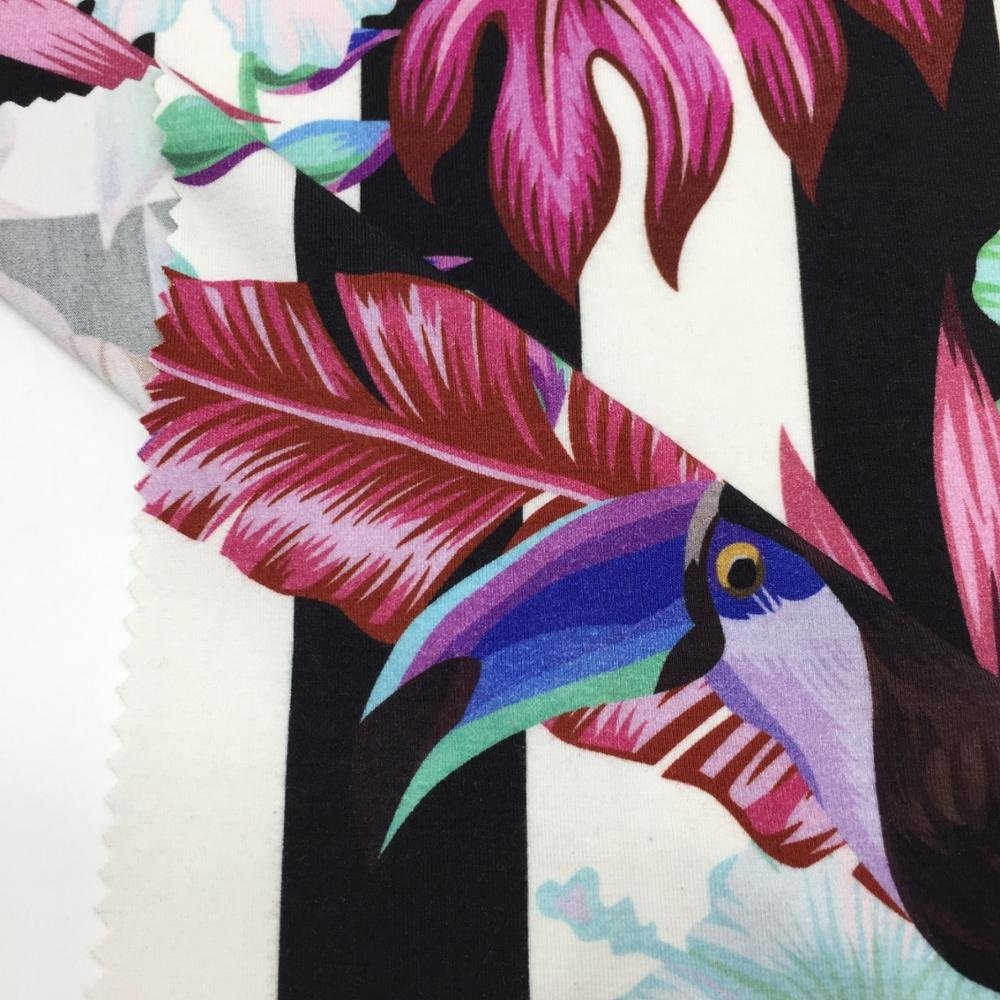 Custom printed bamboo spandex fabric single jersey fabric for underwear and baby clothes
