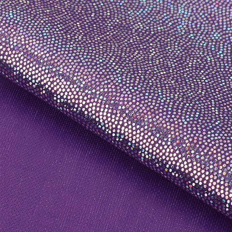 Plain Light 90% Polyester 10% Spandex Glittery Shiny Metallic Holographic Silver Foil Fabric For Women
