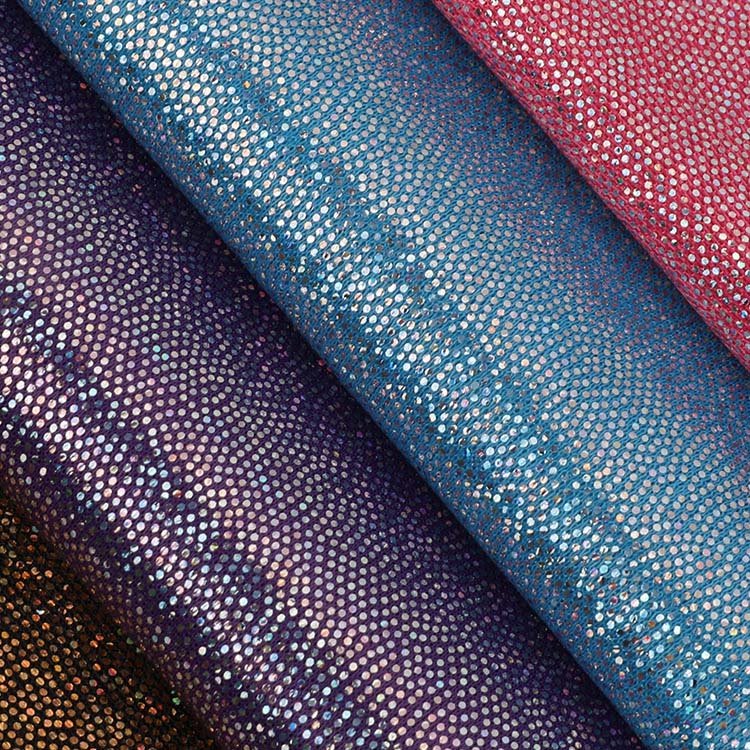 Plain Light 90% Polyester 10% Spandex Glittery Shiny Metallic Holographic Silver Foil Fabric For Women