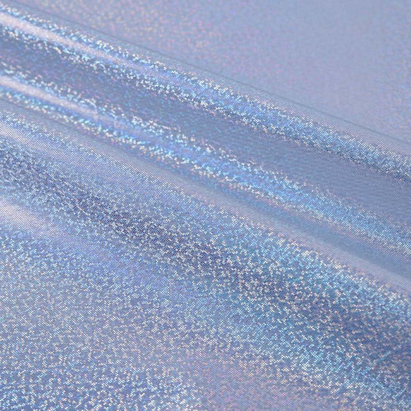 Plain Light 90% Polyester 10% Spandex Glittery Shiny Metallic Holographic Silver Foil Fabric For Women