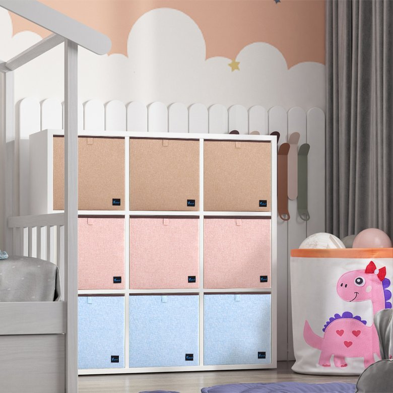 Hot Selling Non-woven Cotton Linen Fabric Cube Storage Bins Storage Box Customized