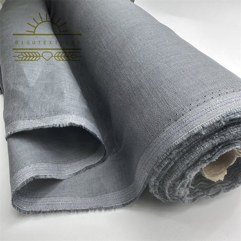 RIGU Textiles Breathable 100% Pure Flax Linen print Woven Plain Linen Fabric for Clothing