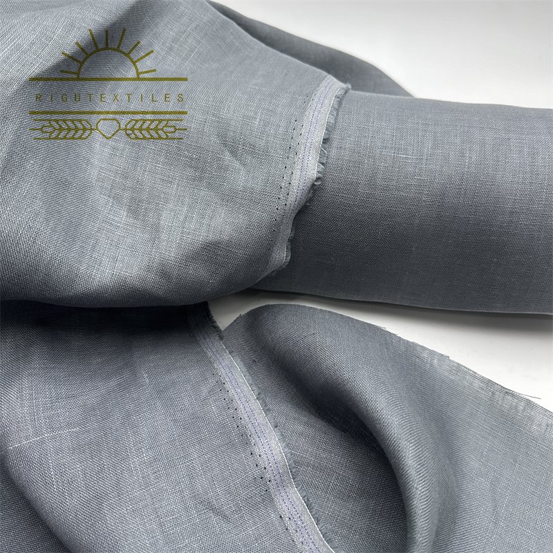 RIGU Textiles Breathable 100% Pure Flax Linen print Woven Plain Linen Fabric for Clothing