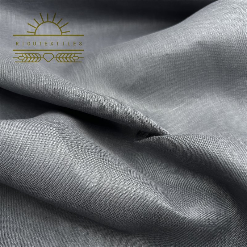 RIGU Textiles Breathable 100% Pure Flax Linen print Woven Plain Linen Fabric for Clothing
