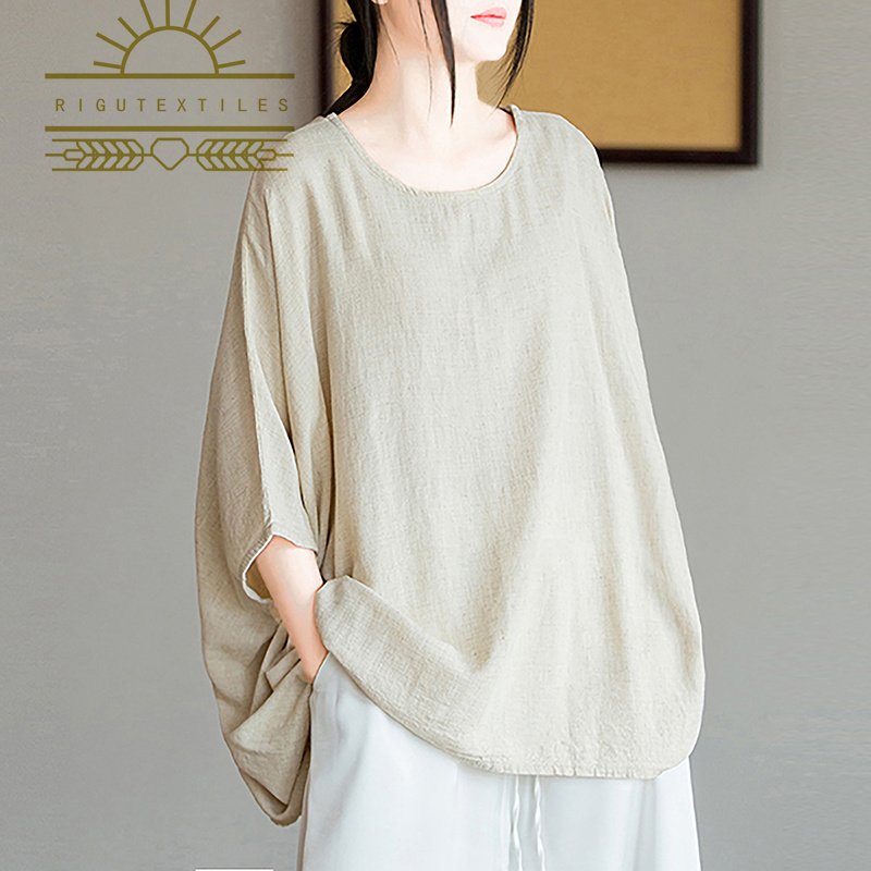 RIGU Textiles Breathable 100% Pure Flax Linen print Woven Plain Linen Fabric for Clothing