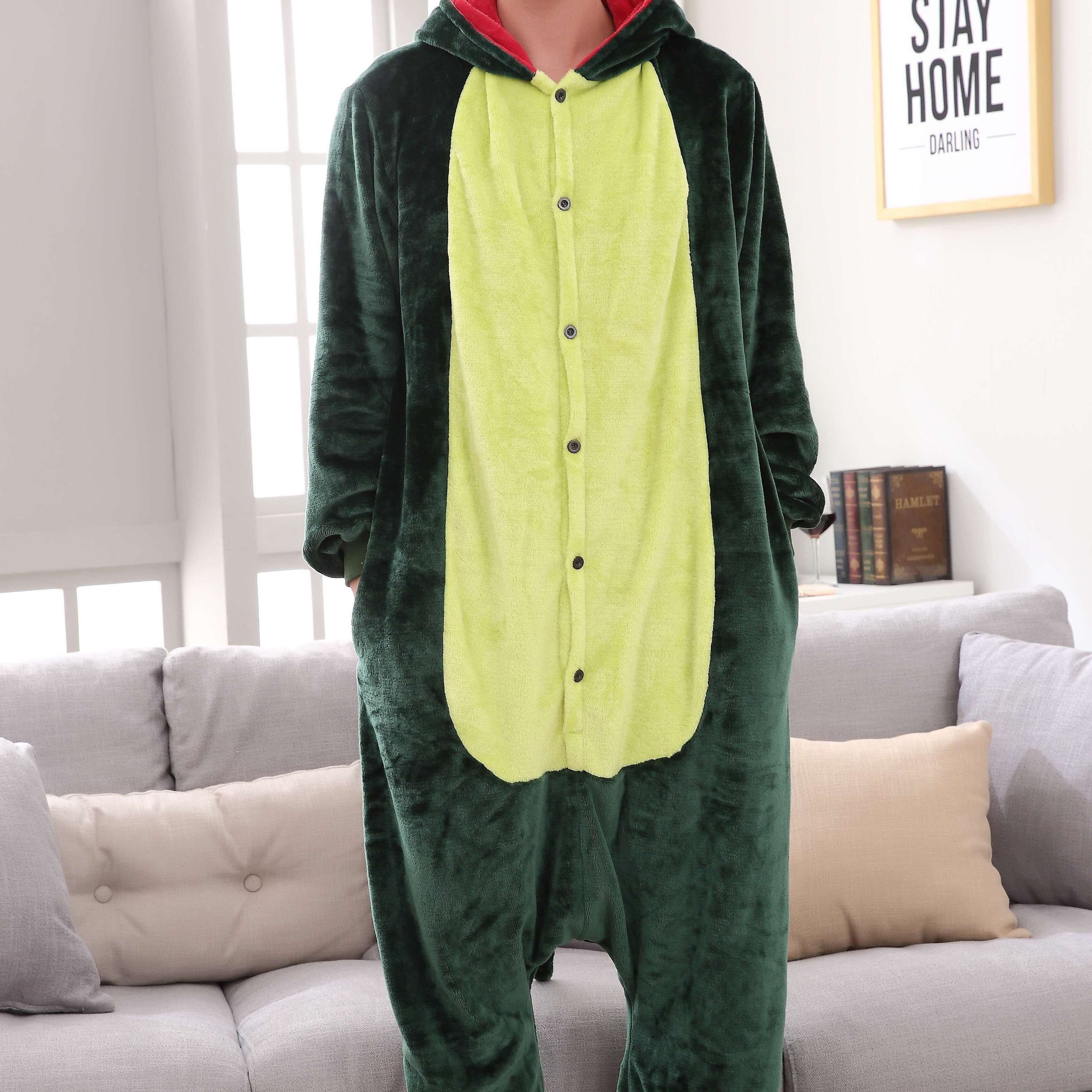 Men's Breathable Fleece Dinosaur Pajamas Light Cotton and Silk Printed Cartoon Velour Knitted Fabric for Adults