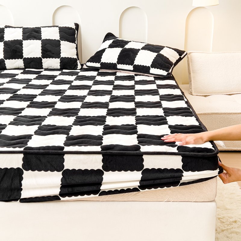 Thickened winter warm flannel mattress protective cover memory king size velvet bed sheet fitted sheet
